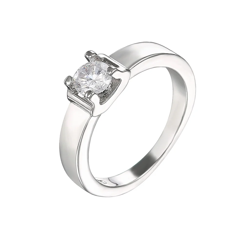 Женское классическое кольцо серебристое обручальное с фианитом 2019|finger ring|wedding