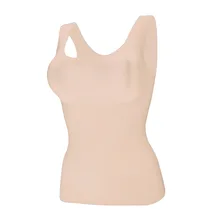 Женская шелковая майка, Дамская комбинация, топы, дышащий Топ, цельный, пуш-ап, массажная чашка, длинный жилет без рукавов, съемный нагрудный коврик