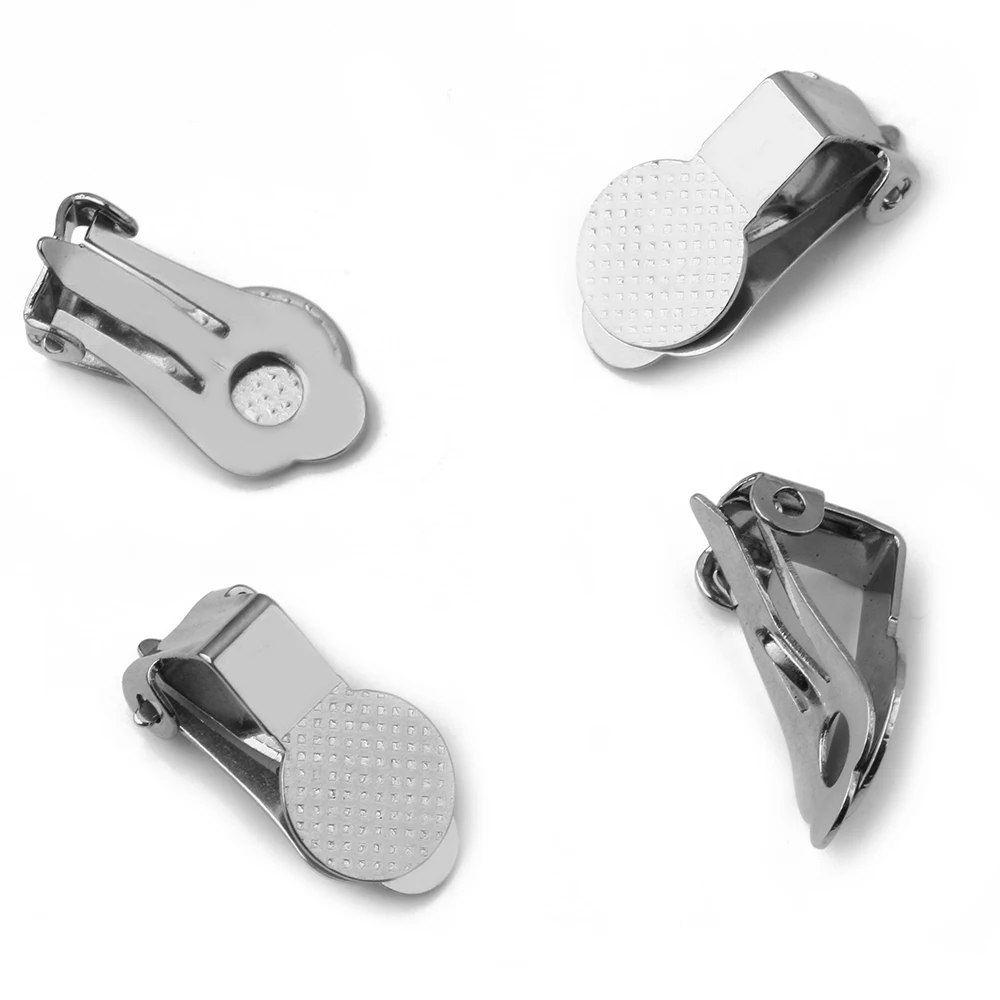 Stainless Steel Earring Clips No Pierced 9mm Circle Glue Pad Ear Clips
