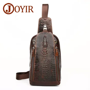 

JOYIR Fashion Genuine Leather Chest Pack Alligator Pattern Crossbody chest bag casual small shoulder bag for male man bag 1313