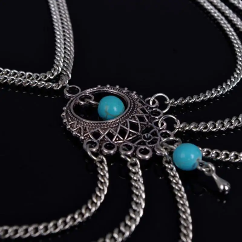 Women Fashion Charming Boho Lady Stylish Bead Tassel Chain Upper Arm Cuff Armlet Armband Bangle Bracelet Summer Beach Jewelry