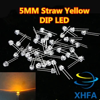 

50pcs 5mm(4.8MM) Straw Hat LED Yellow Light Colour LED diode / 5MM Yellow Colour LED emitting diode