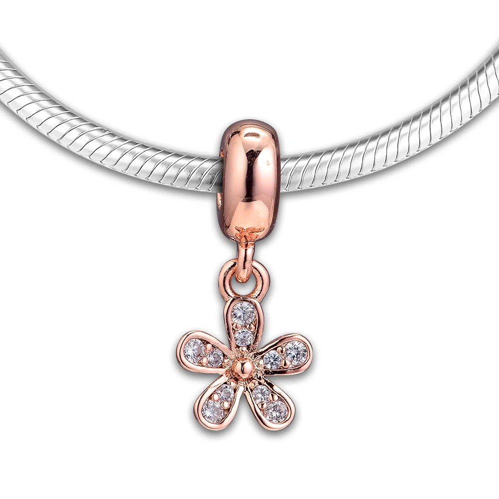 

Fits for Pandora Charms Bracelets Rose Daisy Beads 100% 925 Sterling Silver Jewelry Free Shipping