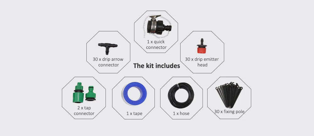 DIY Drip Irrigation Tool Kit Eco-friendly Watering System Set for Garden Plant Flower 