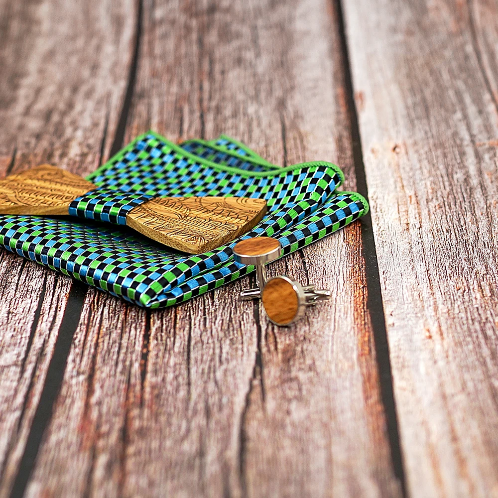  Red Green Wooden tie Cufflinks Fashion Wood bow tie wedding Handmade corbata Wooden Ties Gravata se