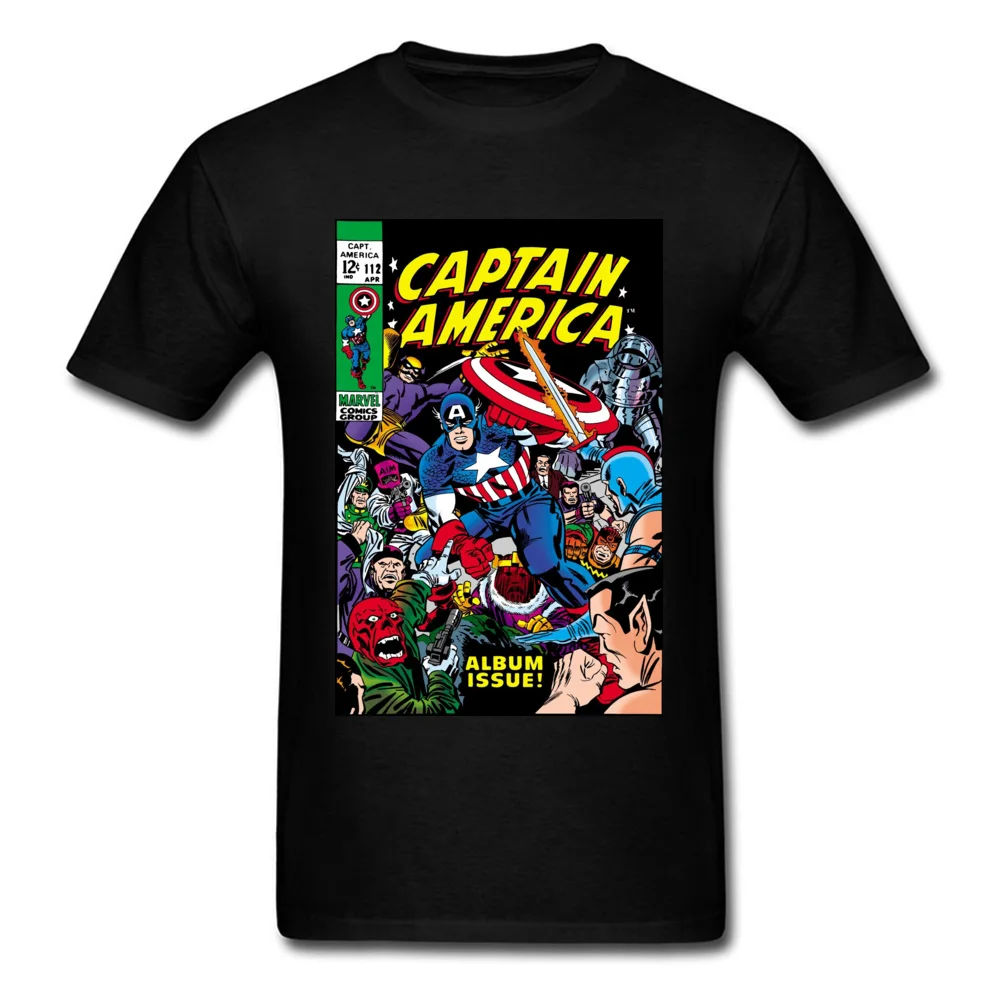 Captain-America-Comic-611 Party Tops Tees Short Sleeve for Men Cotton Summer/Fall O Neck T-Shirt Hip hop Tee Shirt New Coming Captain-America-Comic-611 black