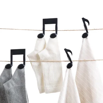 

1set=2pcs Black Musical symbols Shaped Storage Rack Clip Windproof underwear socks Clothes folder Hanger Food seal