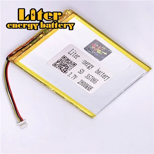 plug 1.0-4P 357095 2800mah 3.7V flat rechargeable pure 3.7v lipo battery lithium for mosquito lamp Tablet PC Battery