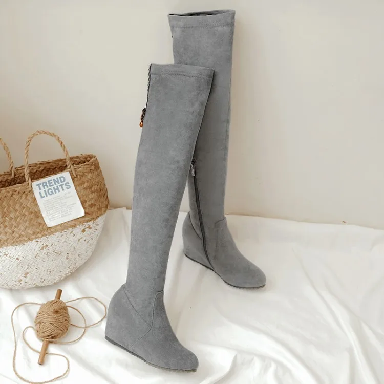 

Big Size 9 10 11-13 thigh high boots knee high boots over the knee boots women ladies boots Side zipper inside raised suede