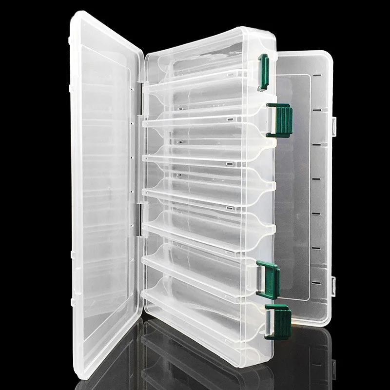 

Double Sided Waterproof Big 21 * 18 * 5cm Fishing Lure Box Spinner Bait Minnow Compartments Fishing Tackle Tool Organizers