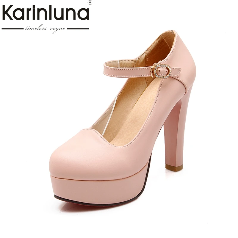 

Karinluna Hot Sale Sweet Princess Style Mary Janes Spring Women Shoes Woman Pumps High Heels Platform Wedding Footwear