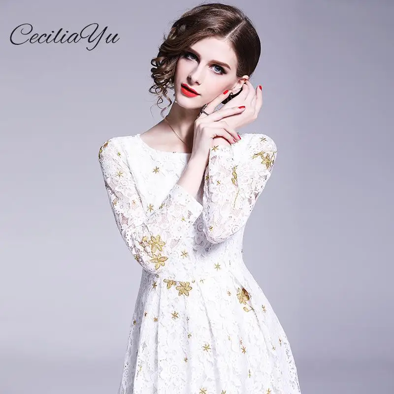 Lente/Zomer Jurk 2019 Nieuwe Euro-amerikaanse/Lange mouwen/Kant/Maxi/Chiffon/ vintage/Elengant Jurken Vrouwen Casual Wear Ceciliayu Lente/Zomer Jurk 2019 Nieuwe Euro-amerikaanse/Lange mouwen/Kant/Maxi/Chiffon/ vintage/Elengant Jurken Vrouwen Casual Wear Ceciliayu