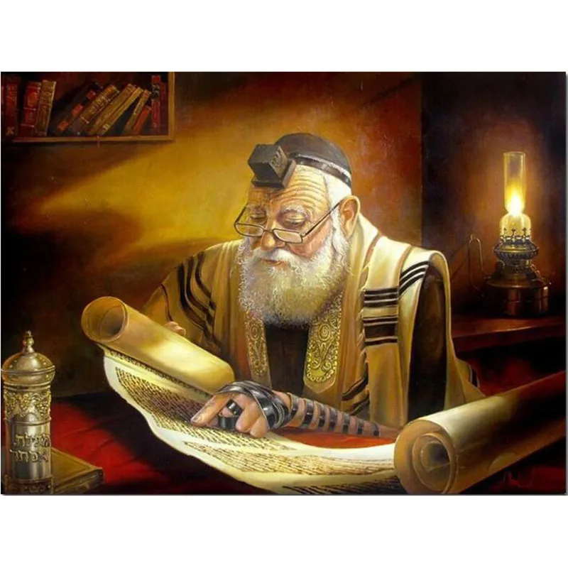 

5d Diy Rabbi Reading Diamond Painting mosaic Cross Stitch Square/round Diamond Embroidery Home Decor Craft wall paper v450