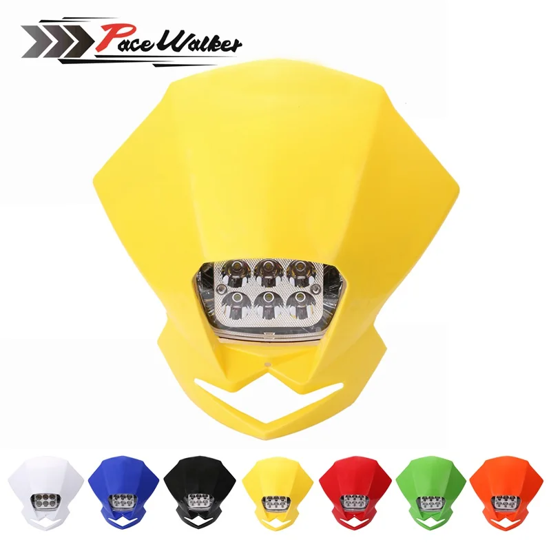 Universal Motocross LED Headlights font b Lamp b font Street Fighter Enduro For KLX KDX KTM