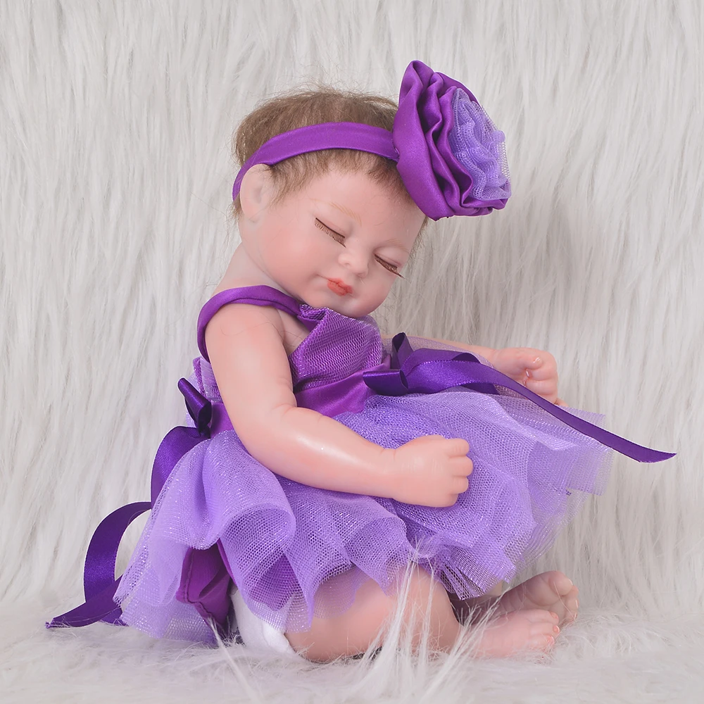 

KEIUMI 10 Inch Sleeping Reborn Baby Doll Girl Full Body Silicone Vinyl 27 CM Fashion Newborn Babies Realistic Kids Playmate Gift