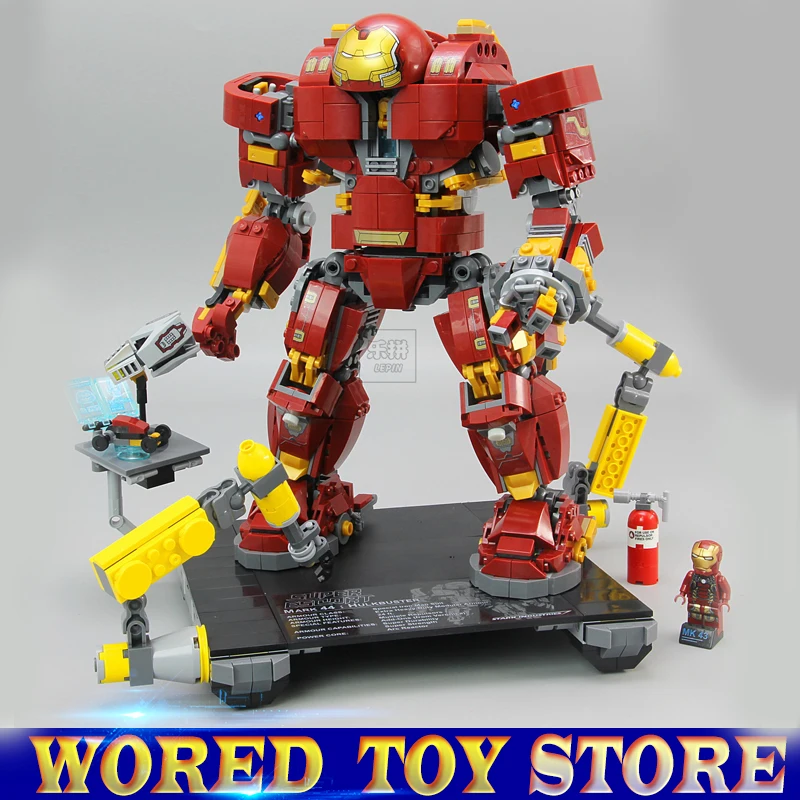 

Lepin 07101 1527 Stucke Super Echte Hero Kompatibel mit legoed 76105 Iron Man Anti Hulk Mech Hulkbuster Ultron Bauklotze