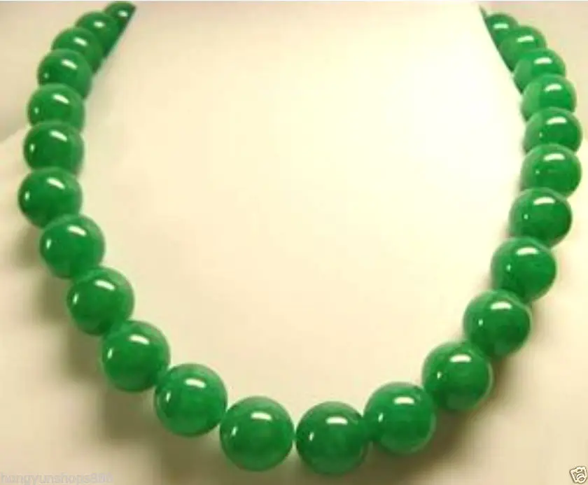 

Free Shipping >>Beautiful GREEN Jade 14mm Beads Necklace 18"AAA+
