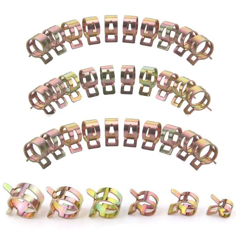 

Spring Hose Clamp, 96pcs/8size Fuel/Silicone Vacuum Pipe Low Pressure Air Clip Clamp (12 X Diameter 6mm 8mm 9mm 10mm 11mm 12mm