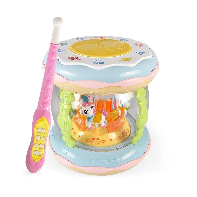 

Early Childhood Education Carousel Charging With Microphone Baby Hand Drum Touch Toys Multi-function Carousel Pat Drums