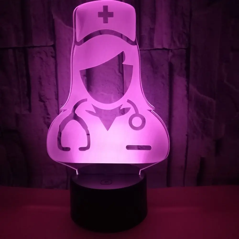 Nurse 3d Small Night Lights Gifts Colorful Touch Switch Remote Nurse