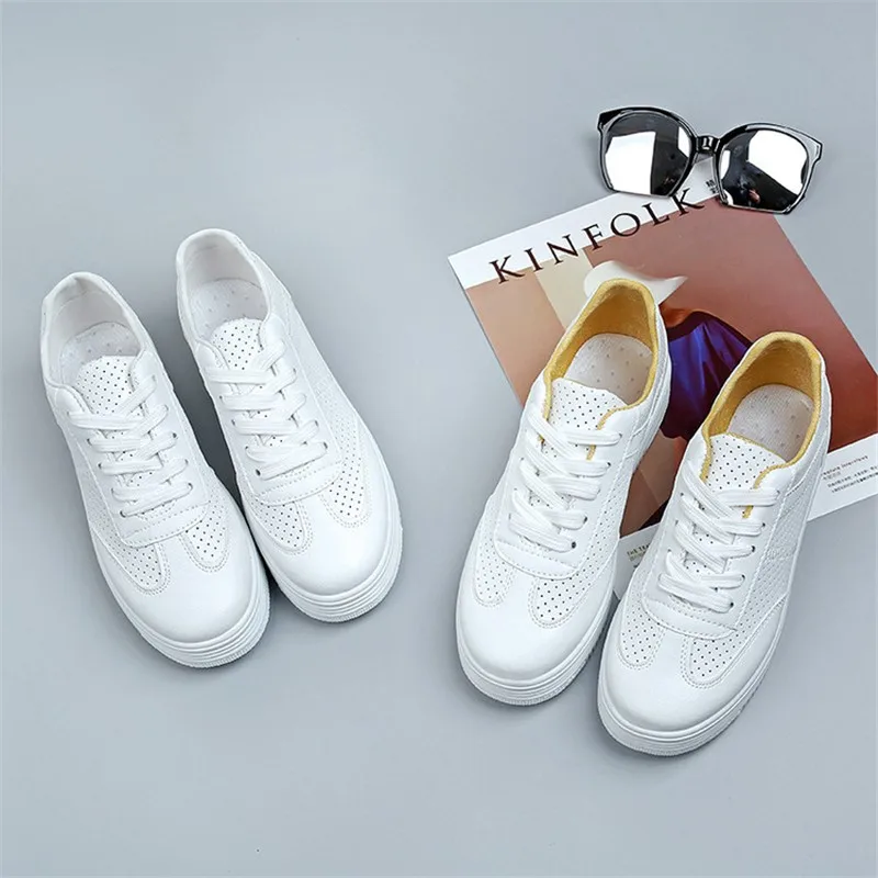 

DIWEINI Women Summer Sneakers Solid Color Female Shoes Cutout Lace Up 2019 New Trending Style Casual Shoes Flats Size 35-40