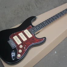 Фабрика Новое поступление черная st электрогитара с P90 звукоснимателями, гриф из розового дерева, красная черепаховая накладка