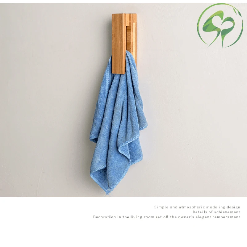 

Natural Bamboo Hook Wall Clothes Bag Headphone Key Hanger Kitchen Bathroom Door Towel Shelf Home Decoration