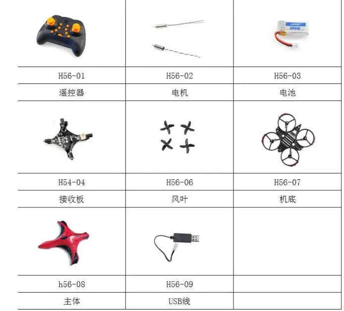 

JJRC H56 T2G RC Drone spare parts control motor blades Receiving board frame cover etc