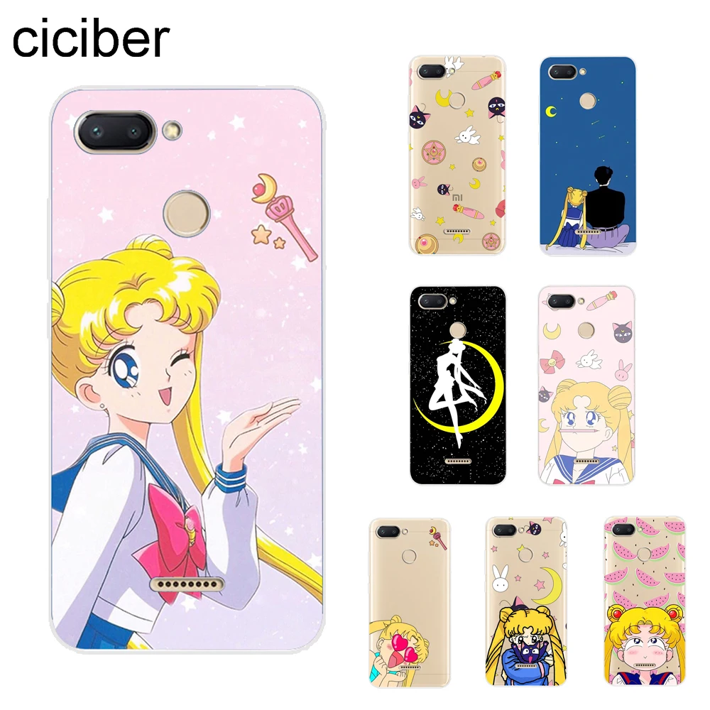 

ciciber Girl Sailor Moon Cover For Xiaomi Redmi 6 5 4 3 A X S Plus Pro S2 Phone Cases For Redmi Note 7 6 5 4 3 X A Pro Soft TPU