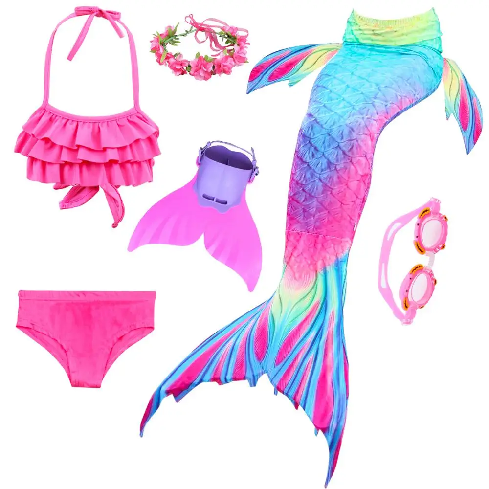 Hot 2019 Kids Mermaid tail with Monofin Girls Costumes Swimmable Swimsuit Cosplay Children Mermaid Tails for