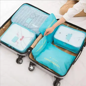 

6 Suits Multifunctional Luggage Storage Bag Waterproof Multi-colored Travel Suitcases High Capacity Clothes Storage Organizer
