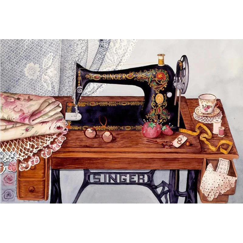 

3D Square/Round Drill,5D DIY Diamond Painting "Sewing Machine" Diamond Embroidery Cross Stitch Rhinestone Decoration GT