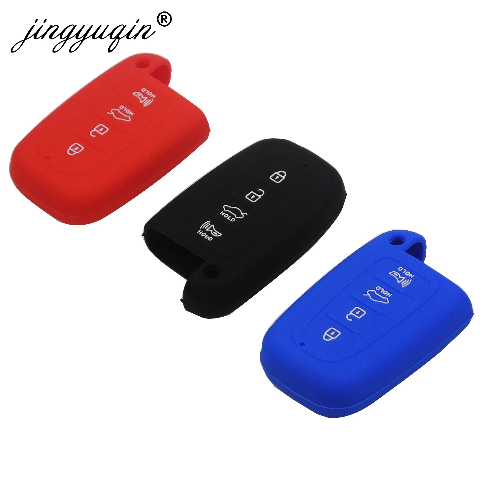 

jingyuqin 30pcs/lot Silicone Car Key Case Cover For Hyundai Sonata Elantra Veloster Tucson Elantra Kia Sportage R Sorento 4BTN