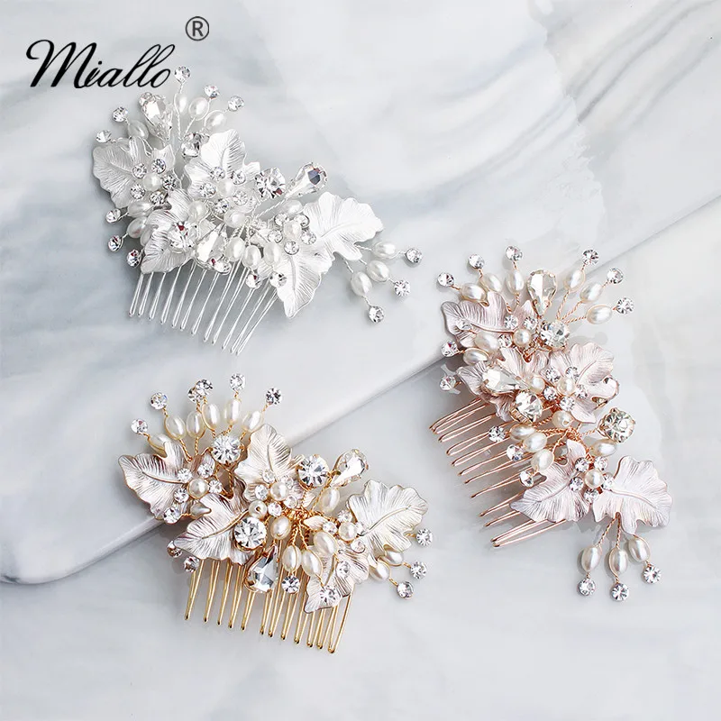 

Miallo 2019 Newest Handmade Drawing Wedding Hair Comb Hairpins Clips Gold Rose Gold Silver Bridal Hair Jewelry Accessories