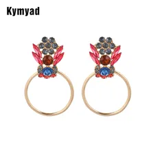 Kymyad Statement Luxury Earrings For Women Vintage Bijoux Rhinestone Dangle Earring Gold Silver Color Earings Fashion Jewelry
