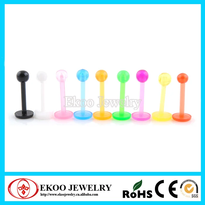 Bio Flexible Labret With Ball Plastic Labret Piercing Bio Flexible Labret With Ball Plastic Labret Piercing