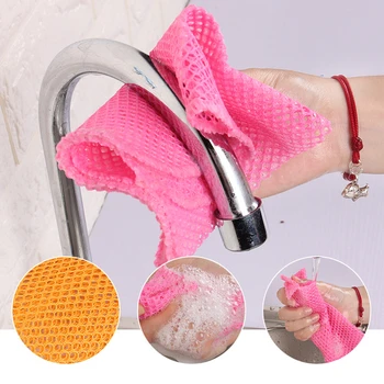 

2pcs Strong Decontamination Washing Towel Cloth Dish Cleaning Cloth Polyester Net Nonstick Oil Absorbent Cleaning Supplies Net