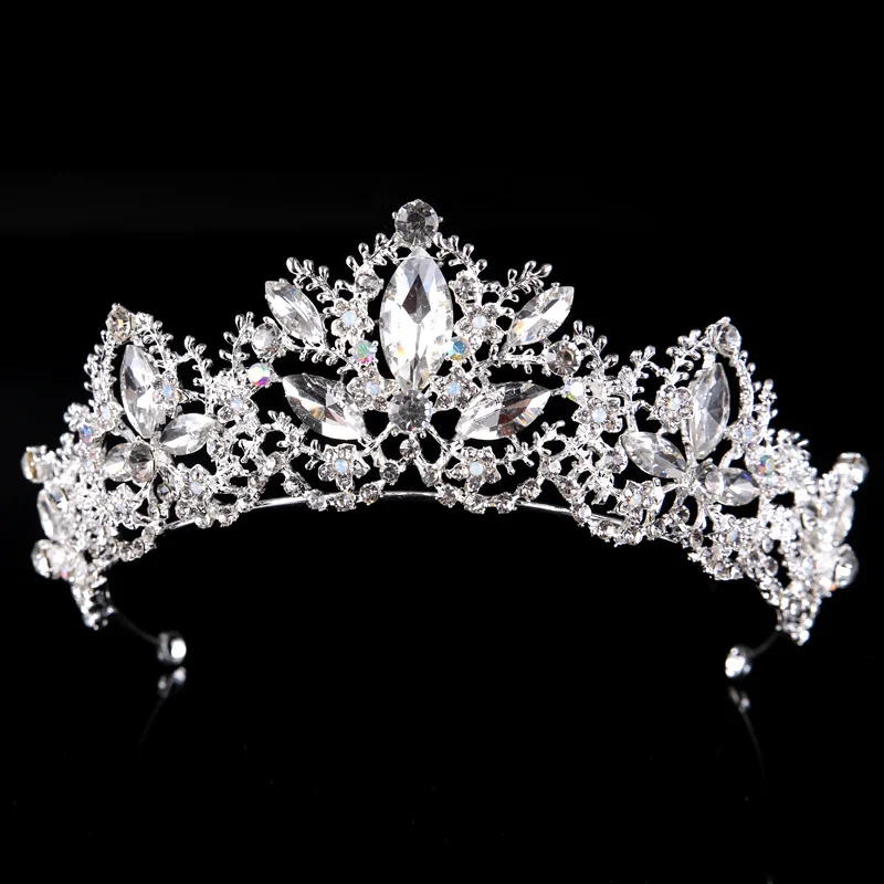 KMVEXO Fashion Baroque Luxury Red Crystal Bridal Crown Tiara Vintage Gold Diadem Tiaras for Women B