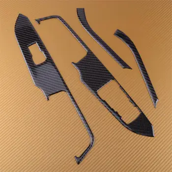 

DWCX Black 4pcs/set Car Carbon Fiber Interior Window Lift Switch Panel Cover Trim For Ford Mustang 2015 2016 2017 2018