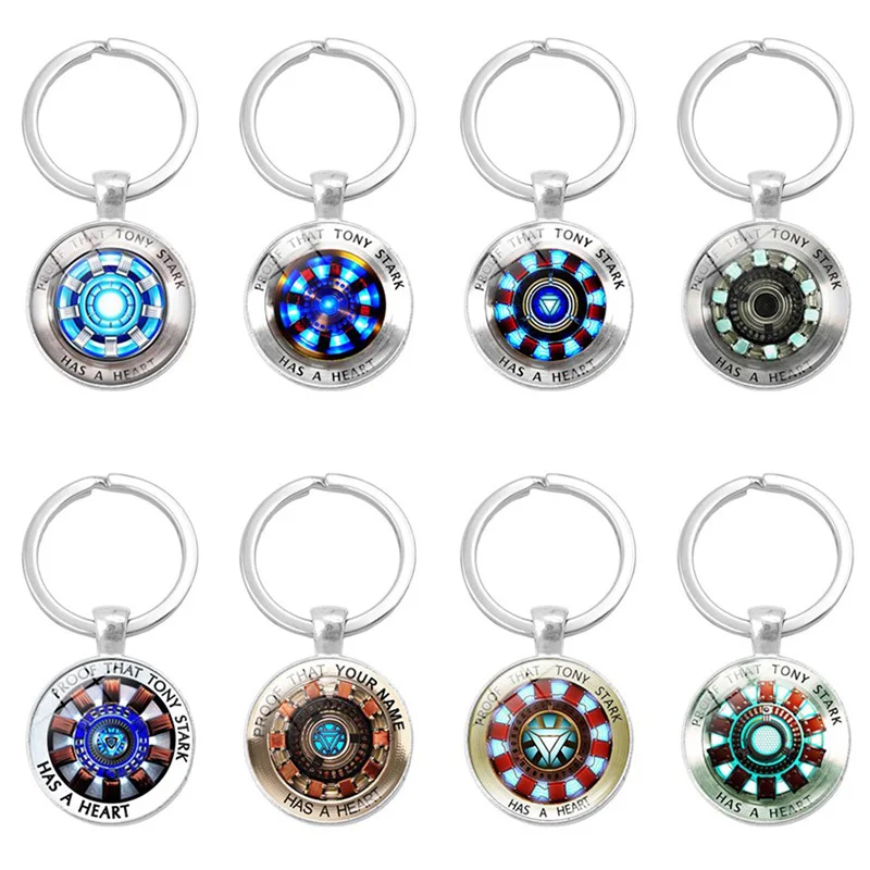 

Iron Man Arc Reactor Glass Dome Pendant Keychain Proof That Tony Stark Has A Heart Jewelry gifts Silver Metal Key Chain Holder