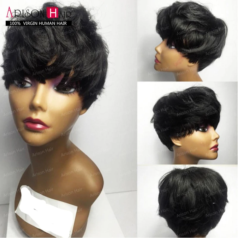 

Bob Short Human Hair Wigs For Black Women Full Lace Wigs/Lace Front Wig Brazilian Virgin Hair None Lace Short Wigs With Bangs