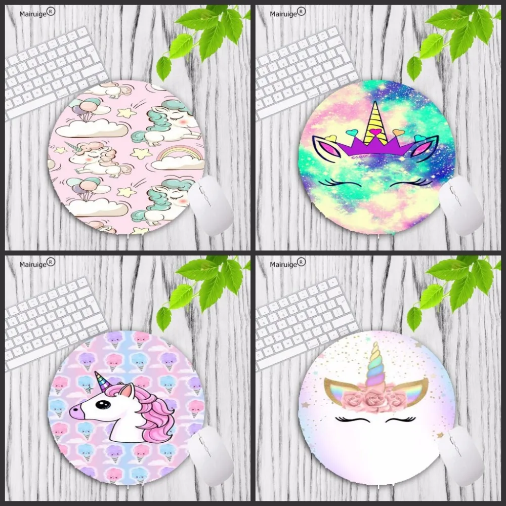 

Mairuige Big Promotion Round Gaming Mouse Pad Home Computer Skid Table Mat Mousepad Colorful Horse Cartoon Printing 20X20CM