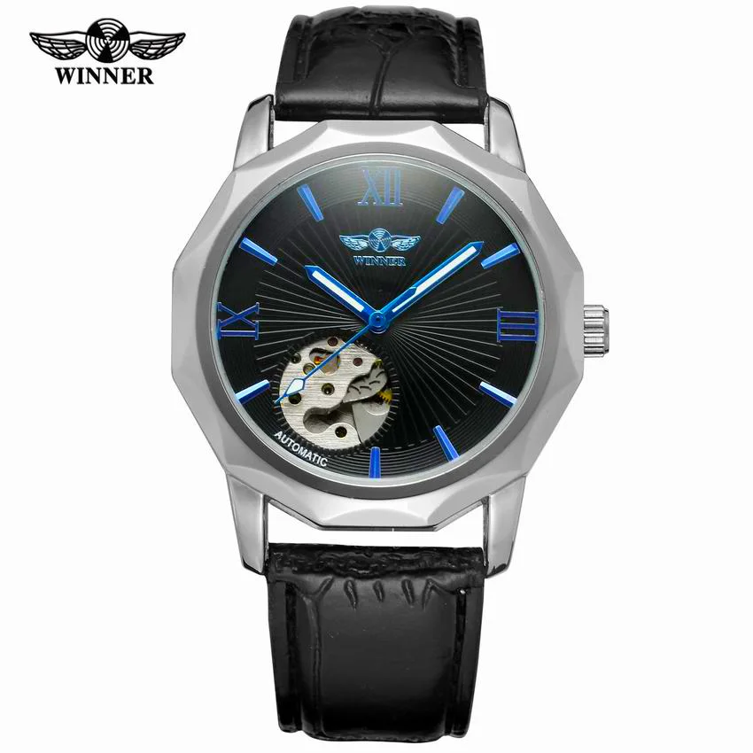 Winner Blue Exotic Dodecagon мужские часы с геометрическим циферблатом лучший бренд