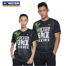 Подлинная Victor кофта для бадминтона 6020 мужской и женский с коротким рукавом спортивная одежда Блузка