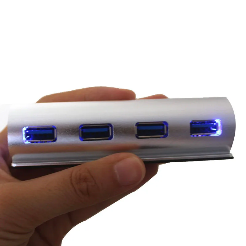 سبائك الألومنيوم المحور combo 4 منافذ usb محول 5 4.8gbps فائقة السرعة usb 3.0 الخائن أدى الضوء الأزرق شحن الطاقة 4 usb واجهة