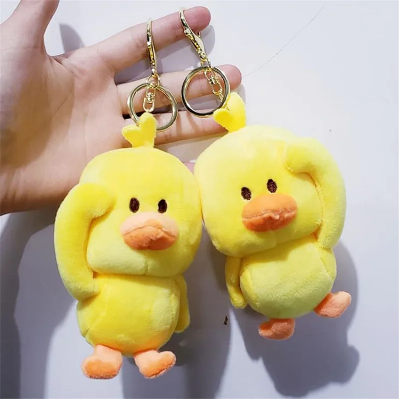 Cute personality creative little yellow duck plush keychain plush toys