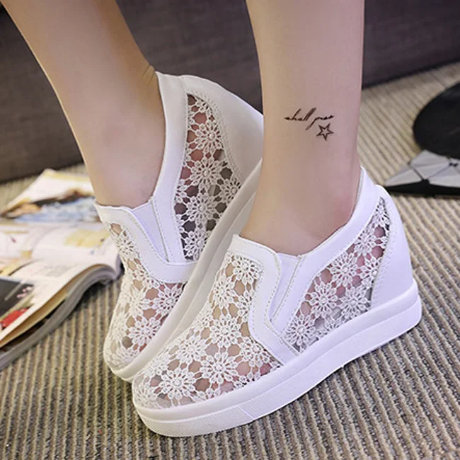 

2018 Woman Flats fasahion lace flat shoe summer breathable quality Casual Comfortable round toe loafers Shoe Hot Sale Flats