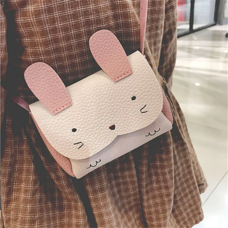 Симпатичное детское портмоне из искусственной кожи/искусственного меха, мини-сумка-мессенджер с бантом и кроликом, Детская сумка через плечо для девочек, сумки через плечо