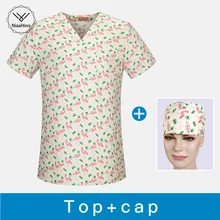 Унисекс Хлопок принт медицинские скрабы Рабочая одежда Униформа для кормления Топы Стоматологическая больница доктор рабочая одежда медсестры рубашка Скраб Униформа