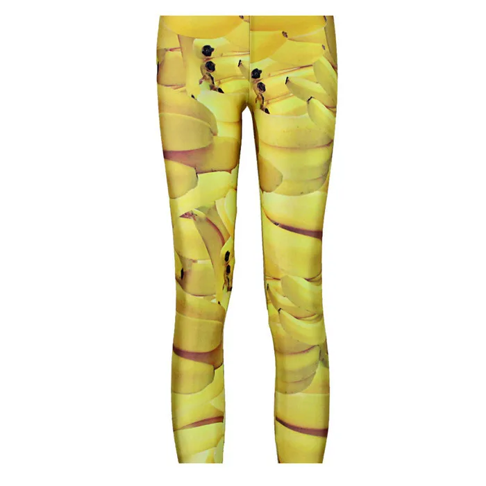 Модные женские леггинсы зауженные с принтом бананов тонкие эластичные полиэстеровые Cos вечерний комбинезон повседневные брюки Прямая
